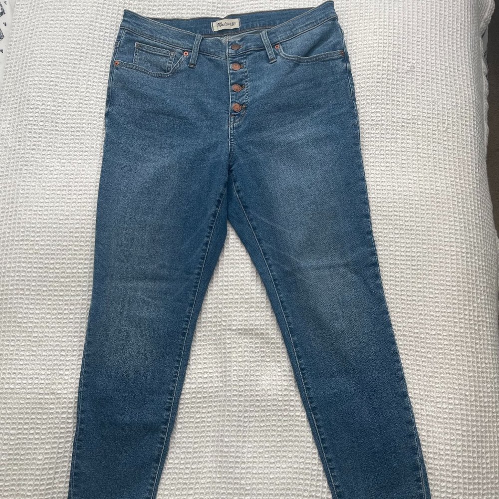Madewell 9-inch Mid-Rise Skinny Crop Jeans: Button Front